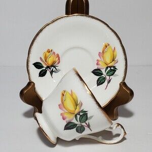Paragon Demitasse (small) Teacup and Saucer Yellow Roses